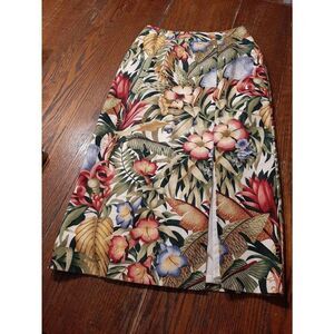 6 Tropical Print Lined Maxi Skirt with Front Slit
Green Red Tan Blue Pink Floral